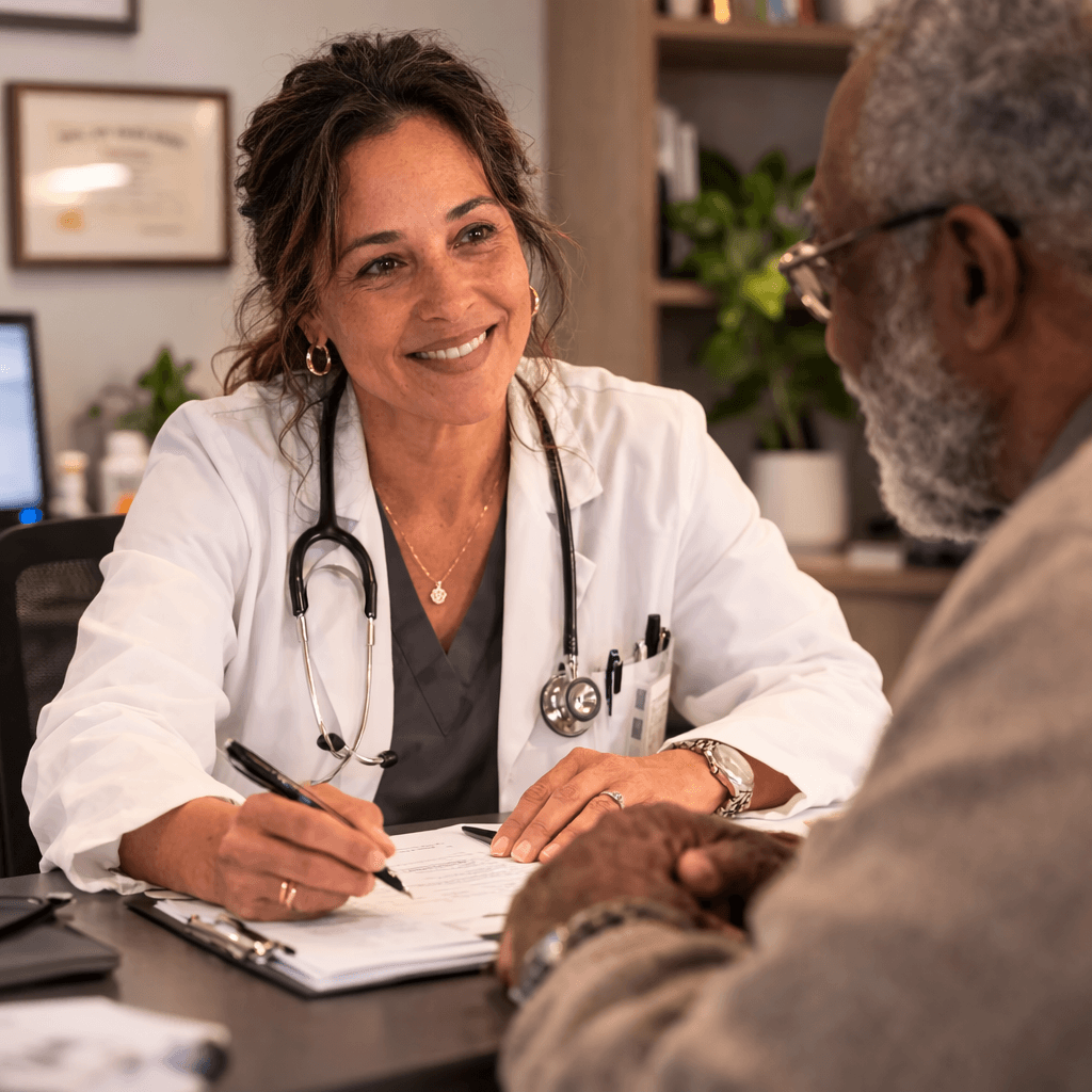 Healthcare provider consulting with a patient
